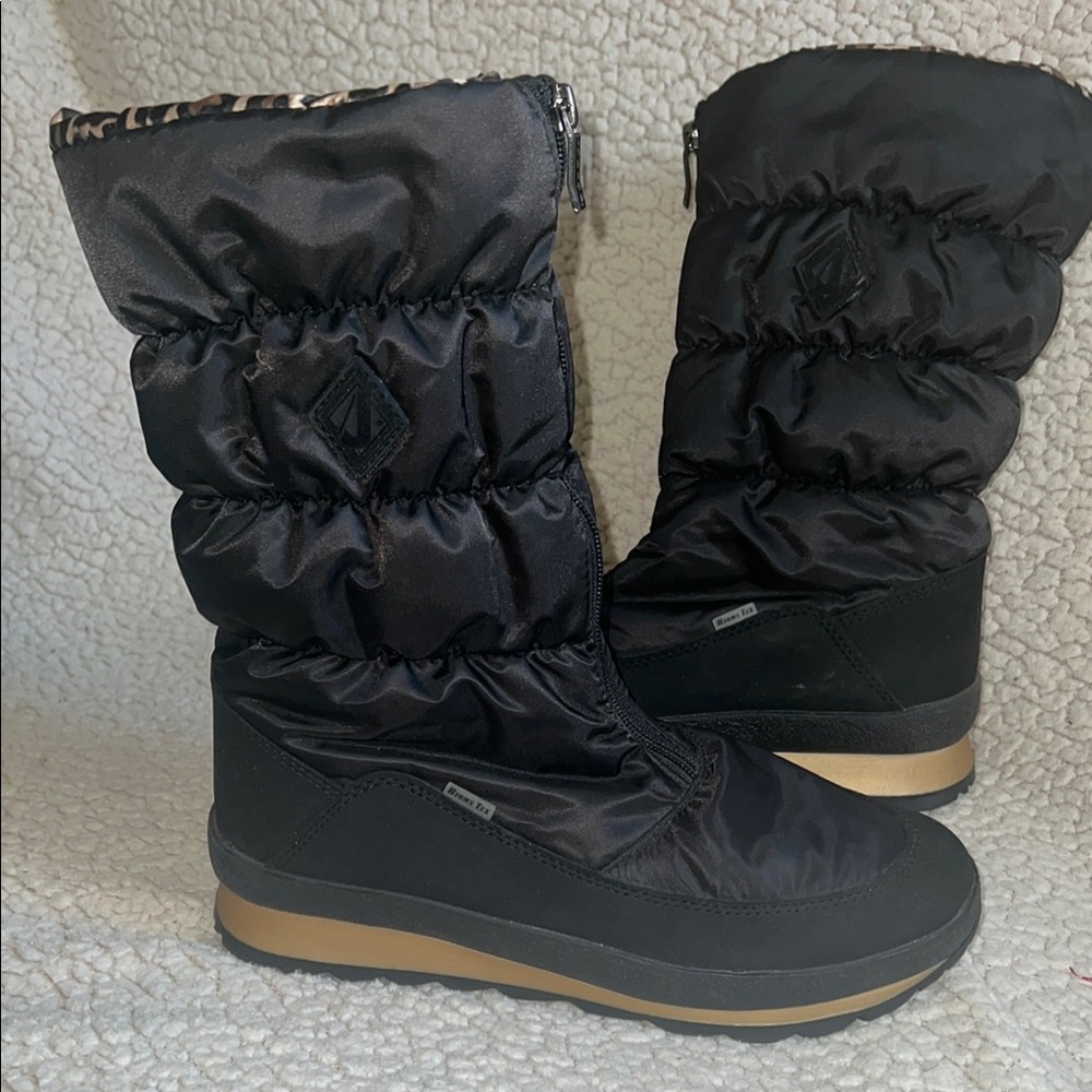 JOG DOG Black Quilted Nylon Suede Zip Up Winter Boots